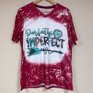 Perfectly Imperfect TShirt Women’s Large Tie Dye Top Novelty Funny Arrow Relaxed